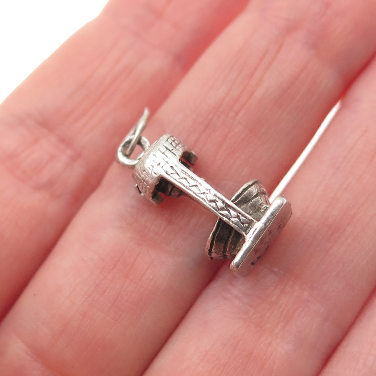 925 Sterling Silver Antique Art Deco Mixer Oxidized 3D Mini Charm Pendant