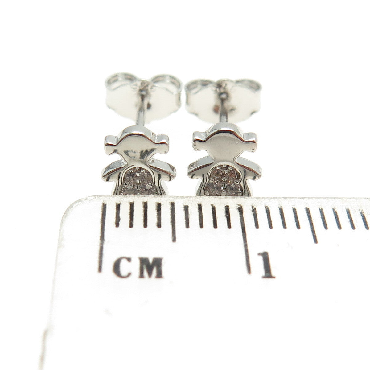 925 Sterling Silver Round-Cut C Z Baby Girl Stud Earrings