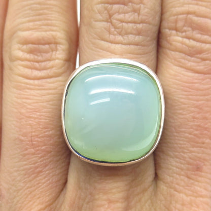 Old Pawn 925 Sterling Silver Vintage Cabochon Chalcedony Oxidized Ring Size 6.5