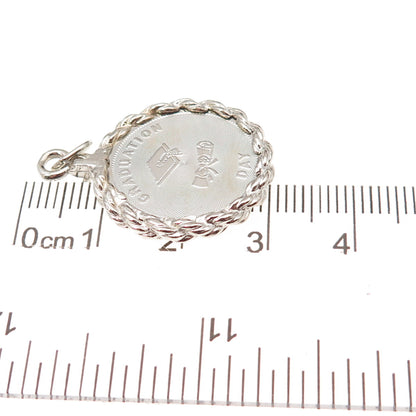 Crea 925 Sterling Silver Vintage Graduation Day Charm Pendant