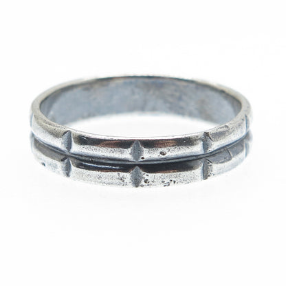 925 Sterling Silver Vintage 2-Row Bar Oxidized Band Ring Size 10.75