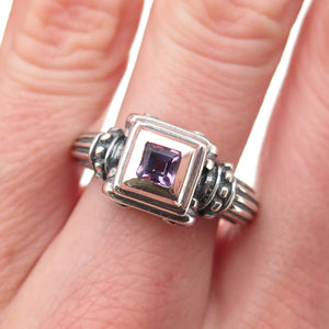 Esti Frederica 925 Sterling Silver Vintage Real Amethyst Oxidized Ring Size 7