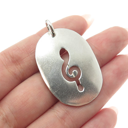 NALDO 925 Sterling Silver Vintage Treble Clef Tag Pendant
