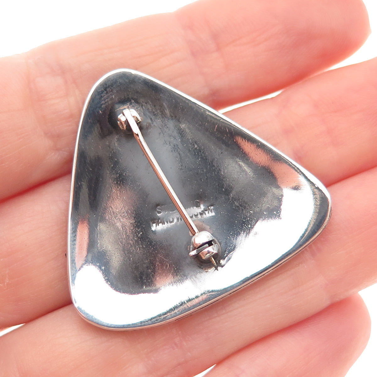 925 Sterling Silver Vintage Modernist Spiral Handwrought Oxidized Pin Brooch