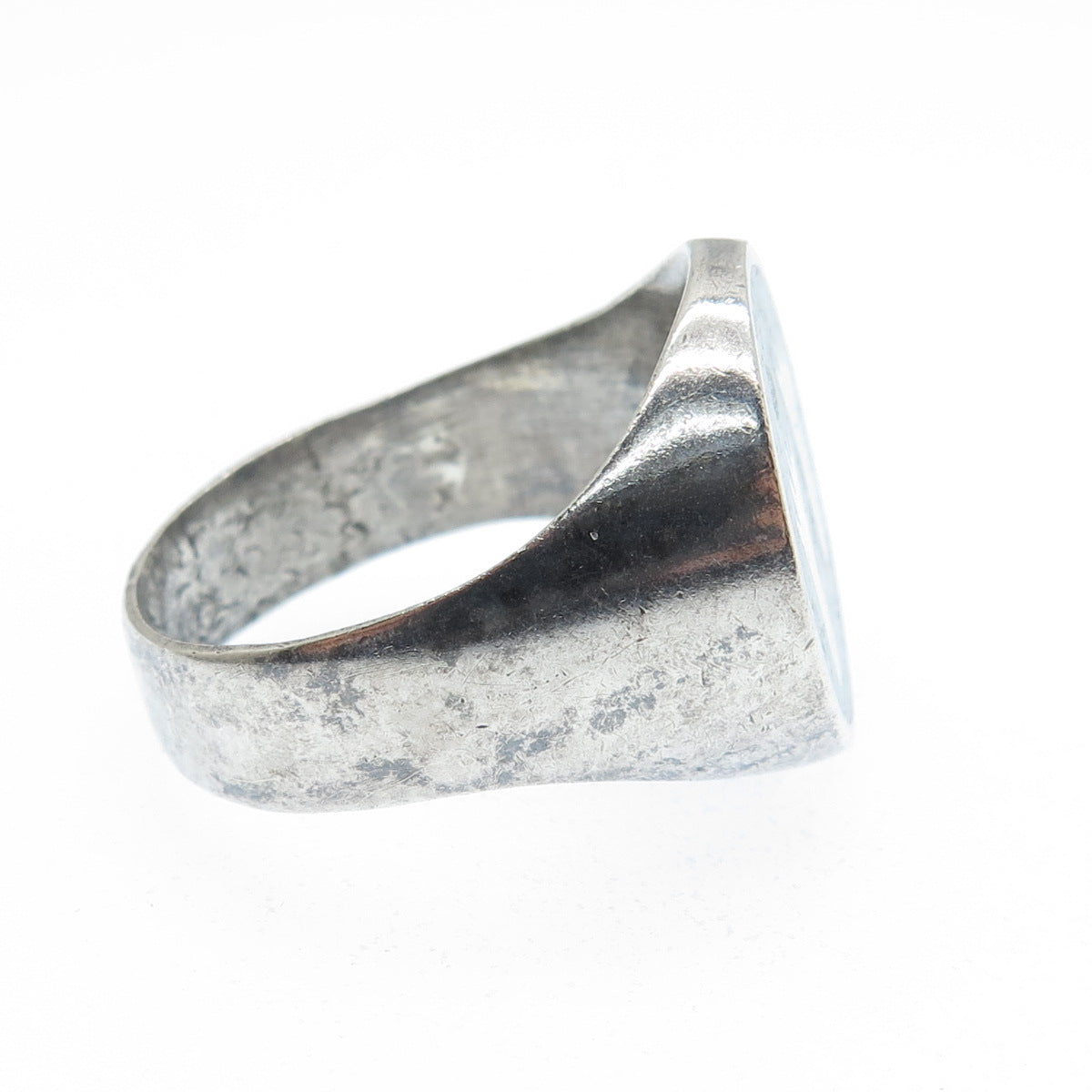 925 Sterling Silver Vintage Real Turquoise Inlay Footprint Ring Size 9.75