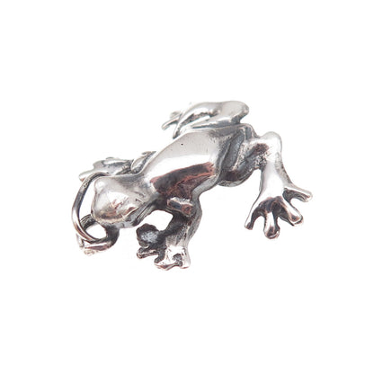 925 Sterling Silver Vintage Frog Good Luck Oxidized Charm Pendant