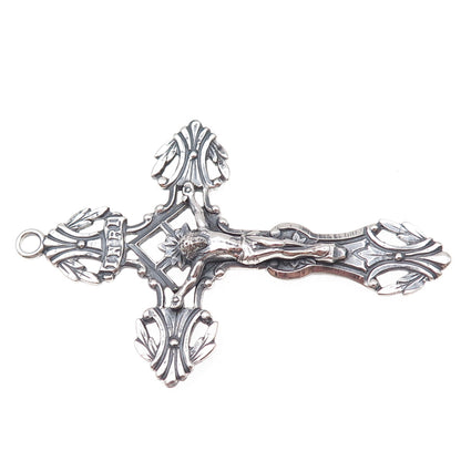 Afco 925 Sterling Silver Antique Sainte Anne de Beaupre Crucifix Cross Pendant