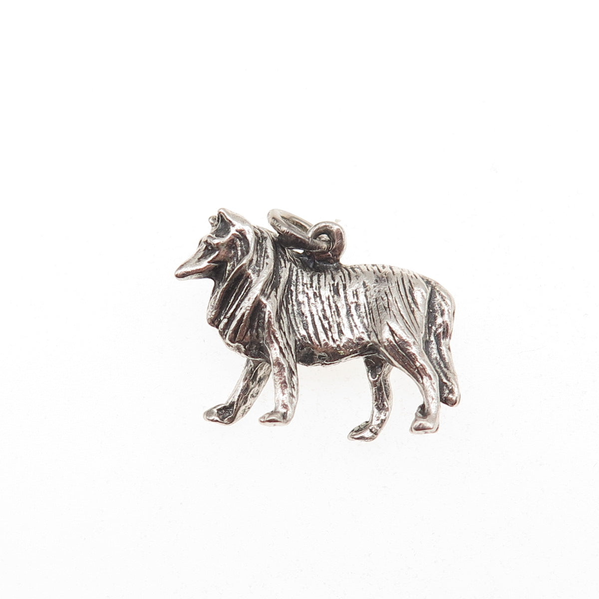 Danecraft 925 Sterling Silver Vintage Border Collie Oxidized 3D Charm Pendant
