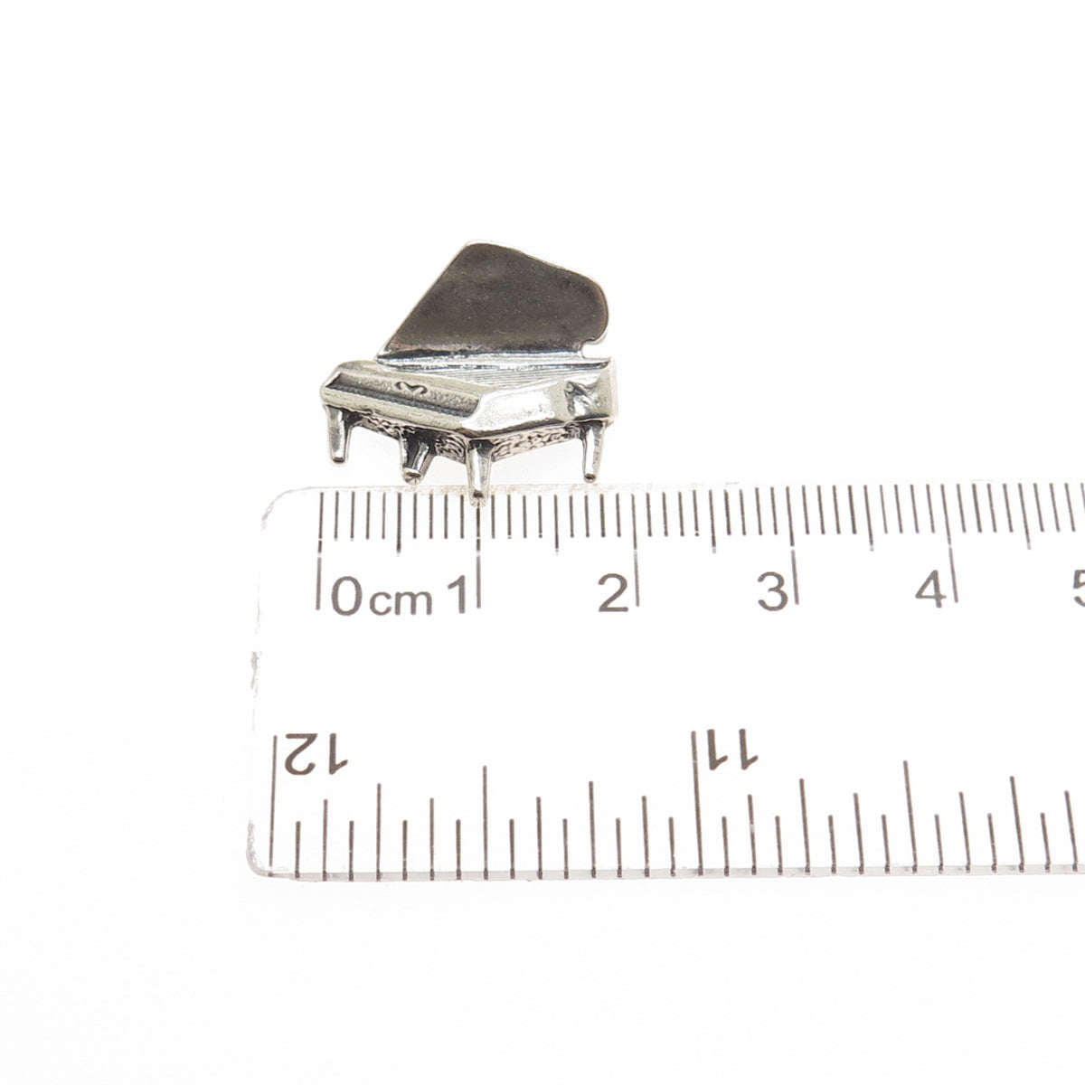 925 Sterling Silver Vintage Grand Piano Oxidized Minimalist Slide Charm Pendant