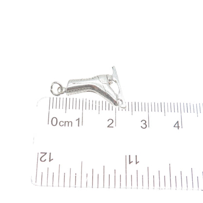 925 Sterling Silver Vintage Ice Skating Shoe Minimalist 3D Charm Pendant