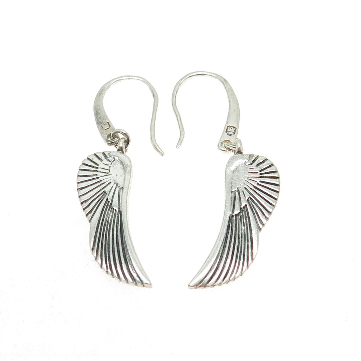 CROWN 925 Sterling Silver Vintage Wing Dangle Earrings