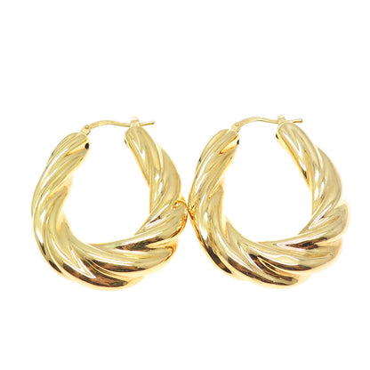 MAURITIUS 925 Sterling Silver Gold Plated Twisted Hinged Hoop Earrings