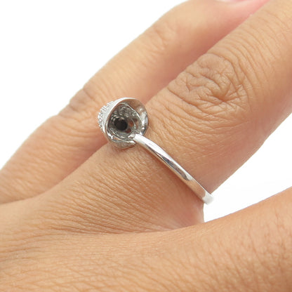 925 Sterling Silver White C Z Cluster Horn Ring Size 5.25