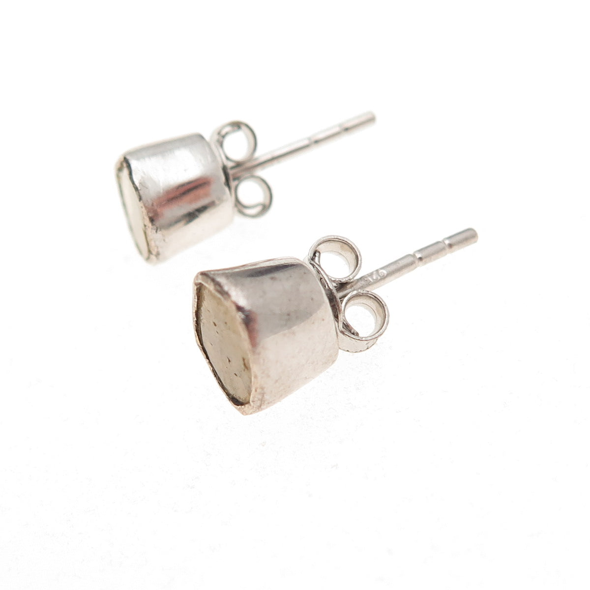 925 Sterling Silver Real Rose-Cut Canary Diamond Stud Earrings