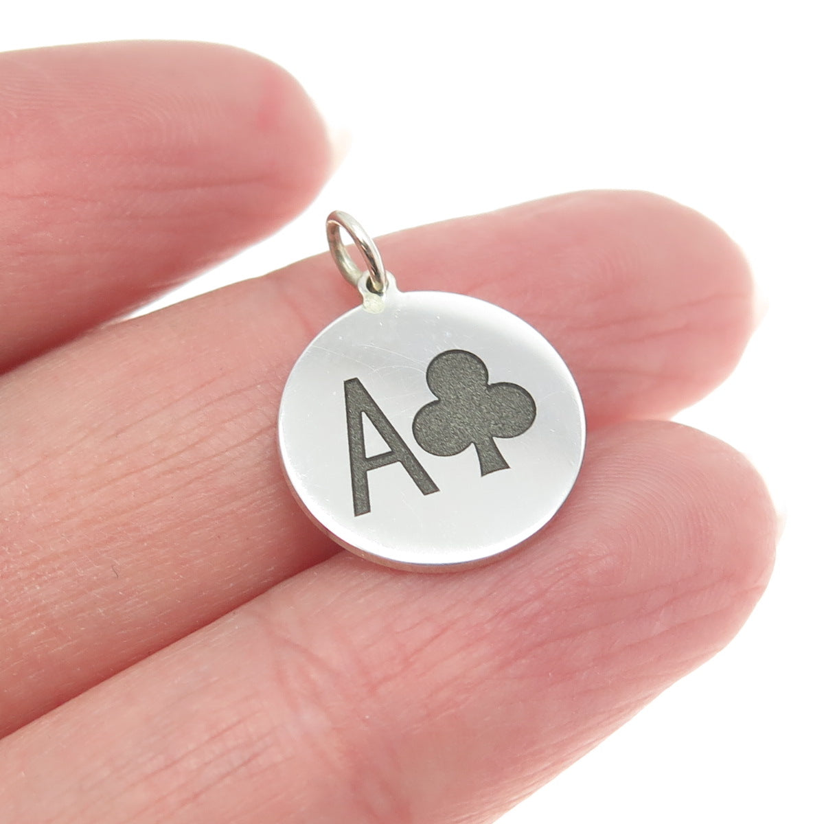 925 Sterling Silver Enamel Ace of Clubs Playing Card Charm Pendant