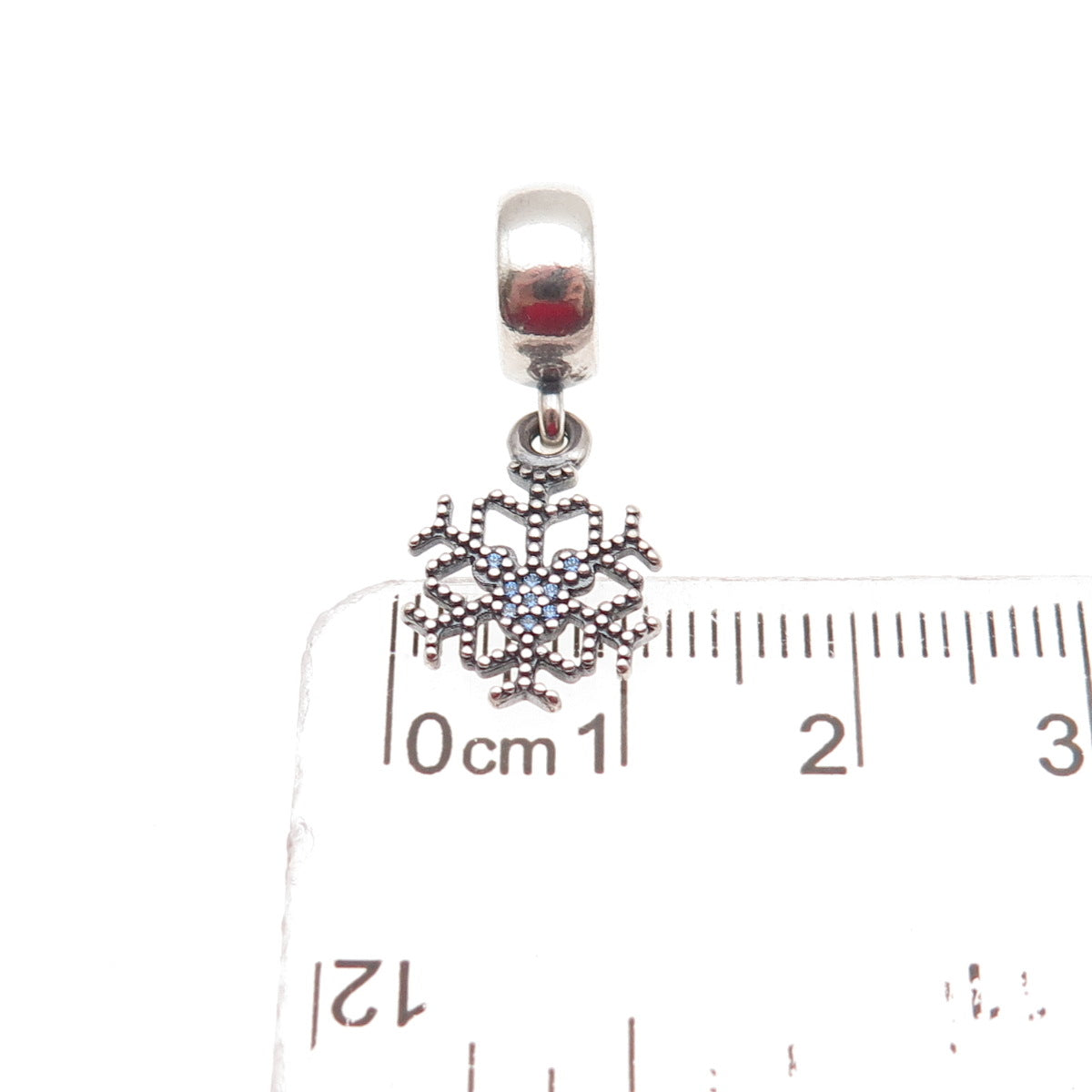 Pandora 925 Sterling Silver Blue C Z Snowflake Dangle Charm