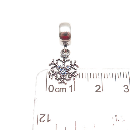 Pandora 925 Sterling Silver Blue C Z Snowflake Dangle Charm
