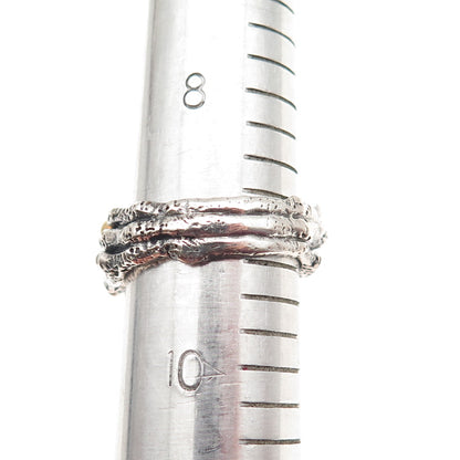 Stephen Dweck 925 Sterling Silver 2-Tone Real Diamond Botanical Ring Size 9.25