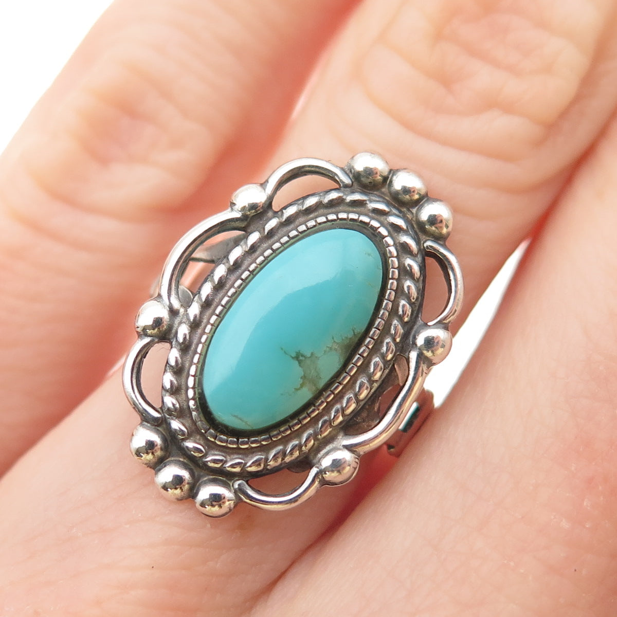 ESPO Joseph Esposito 925 Sterling Silver Vintage Real Turquoise Ring Size 6.25