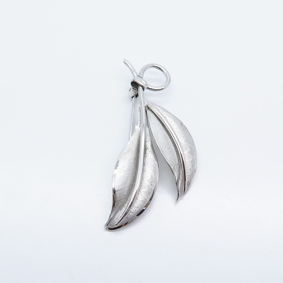 925 Sterling Silver Vintage Danecraft Double Leaf Pin Brooch