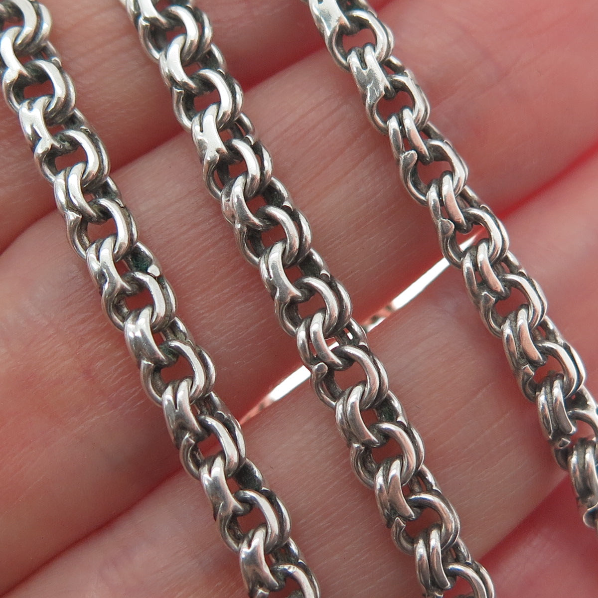 925 Sterling Silver Vintage Bismark Chain Necklace 28"