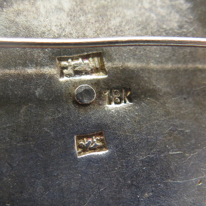 925 Sterling Silver & 18K Gold Vintage Peru Enamel Inca Deity Pin Pendant