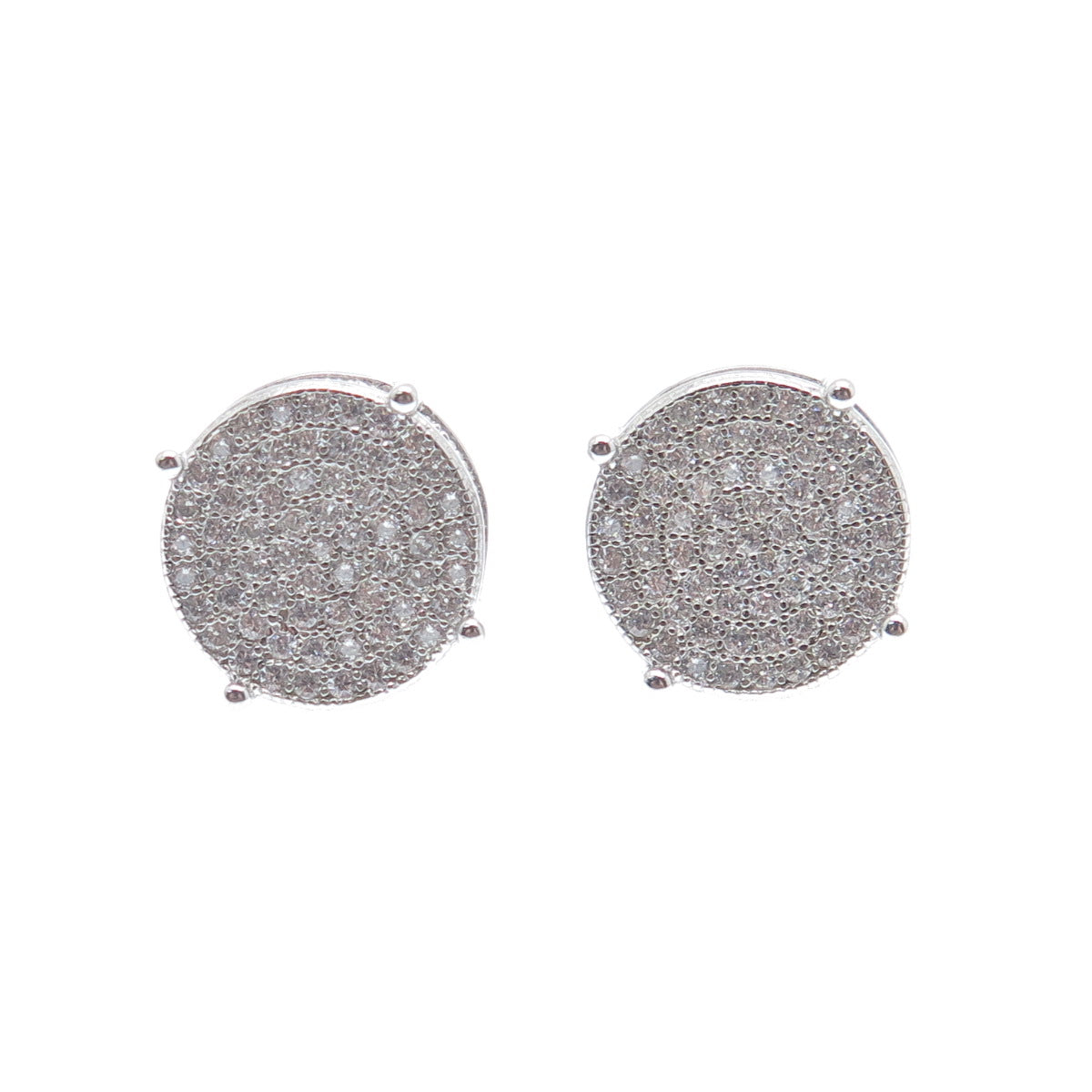 925 Sterling Silver Round-Cut C Z Sparkle Stud Earrings