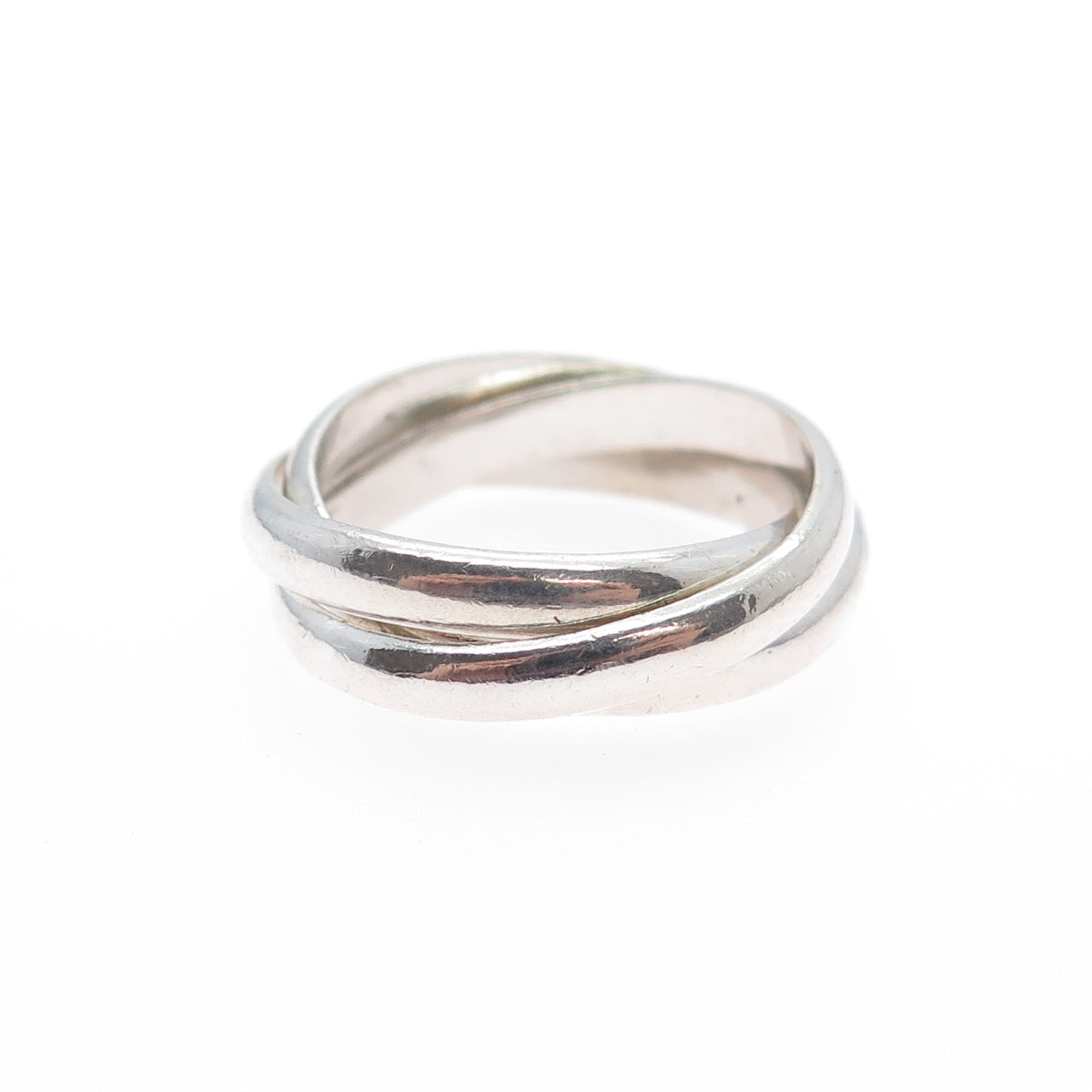 925 Sterling Silver Vintage Mexico Interlocked Trinity Band Ring Size 5.75