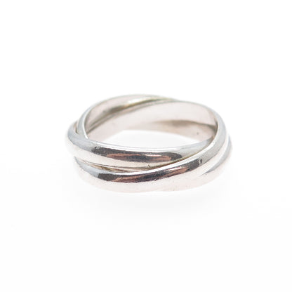 925 Sterling Silver Vintage Mexico Interlocked Trinity Band Ring Size 5.75