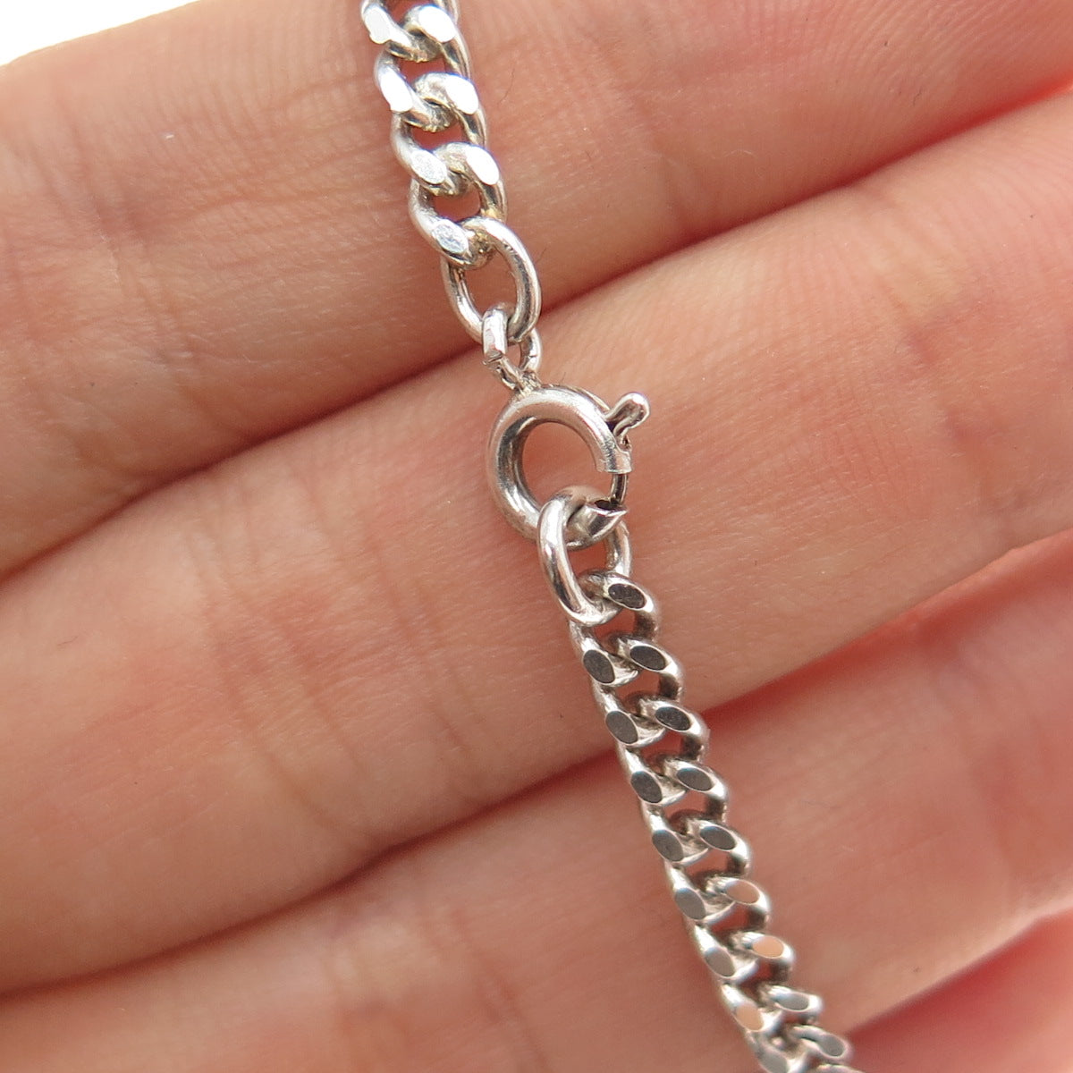 925 Sterling Silver Vintage Enamel Modernist Cuban Link ID Bracelet 6"