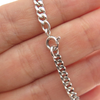 925 Sterling Silver Vintage Enamel Modernist Cuban Link ID Bracelet 6"