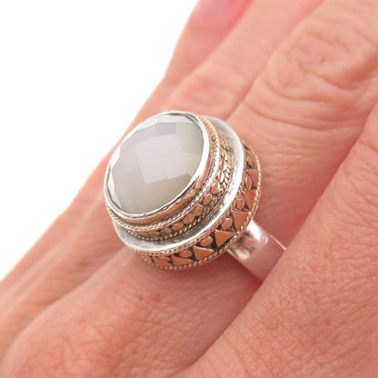 Anna Beck 925 Sterling Silver 2-Tone Vintage Real Moonstone Ring Size 6.75