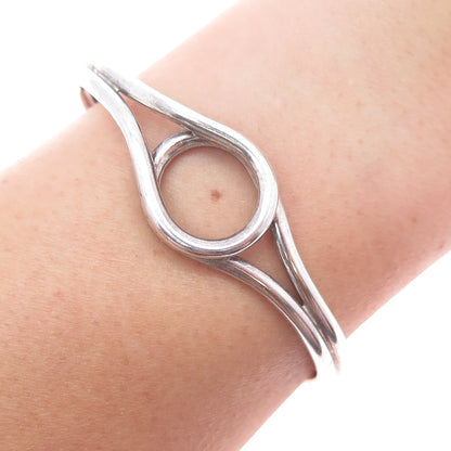 925 Sterling Silver Vintage Modernist Overlay Adjustable Bracelet 6.25"