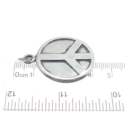 925 Sterling Silver Vintage Peace Symbol Round Tag Pendant