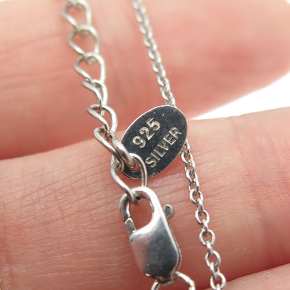 925 Sterling Silver Cushion-Cut Shaped C Z Rolo Chain Necklace 18"