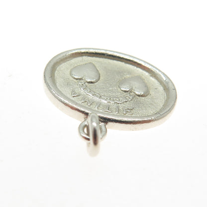 925 Sterling Silver Vintage Amitie - Friendship Seal Stamp Minimalist Pendant