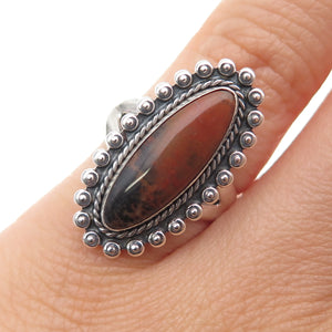 Bell Trading Post Old Pawn Sterling Silver Vintage Agate Beaded Ring Size 5.5