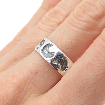 925 Sterling Silver Vintage Crescent Moon Band Ring Size 10.25