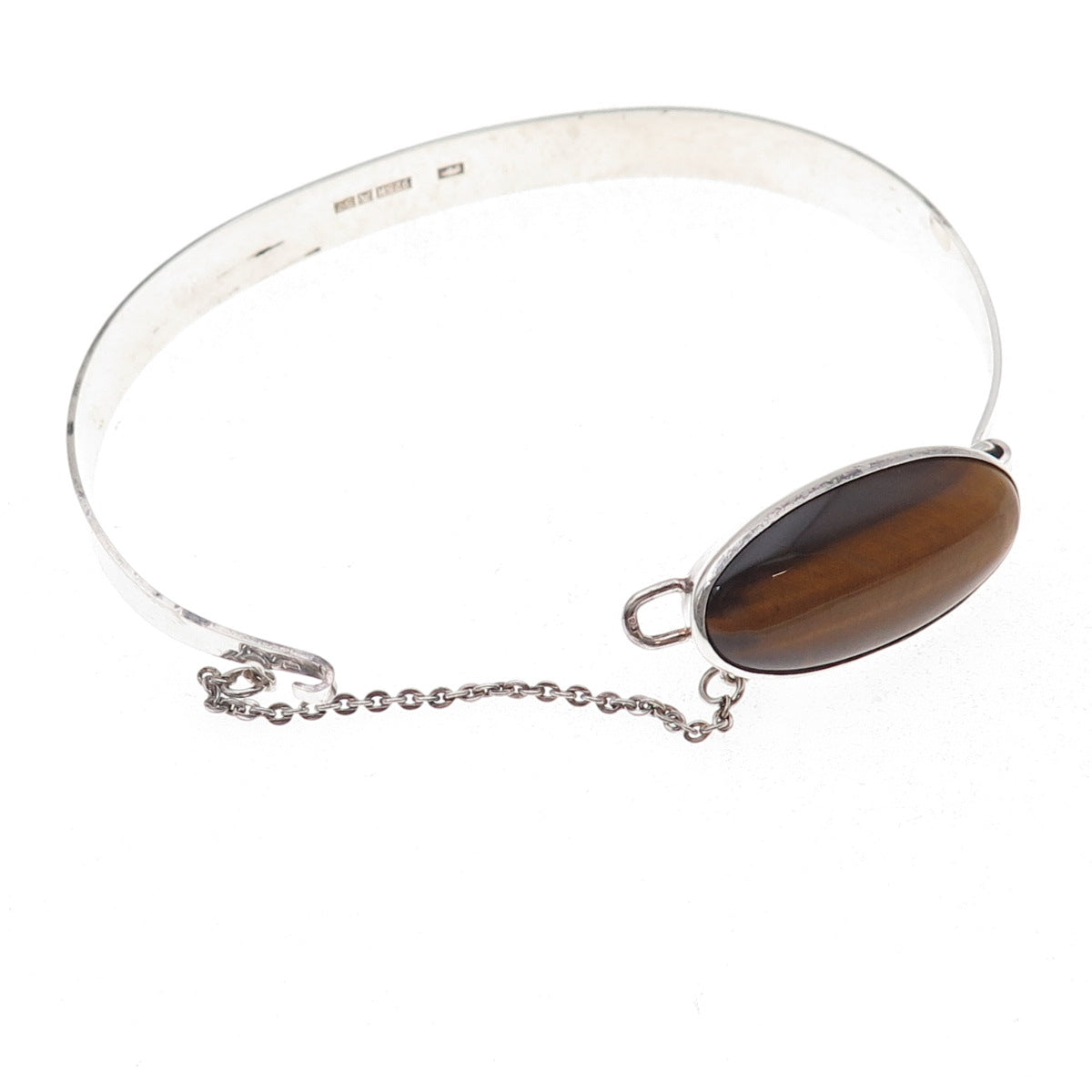 Kultasepat Salovaara 925H Sterling Vintage 1971 Finland Tiger Eye Bracelet 7"