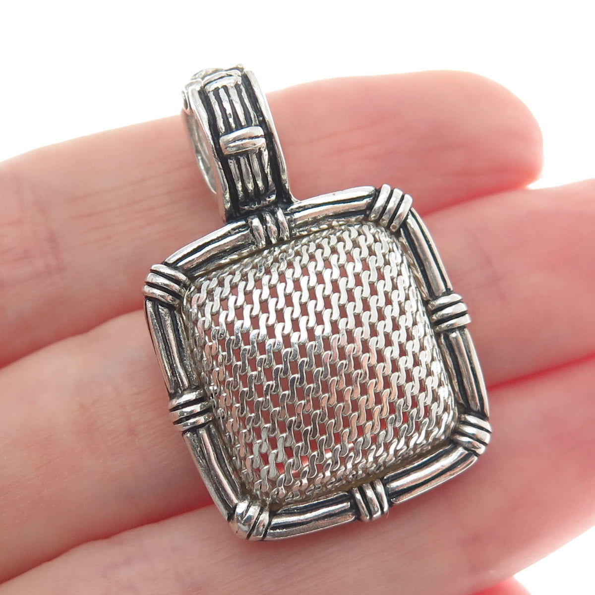 ESPO SIG Joseph Esposito 925 Sterling Silver Vintage Mesh Dome Oxidized Pendant