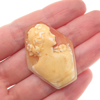 Antique Art Deco Real Mother-of-Pearl Carved Lady Cameo