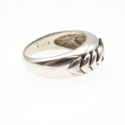 925 Sterling Silver Vintage Real Iolite & C Z Modernist Ring Size 9