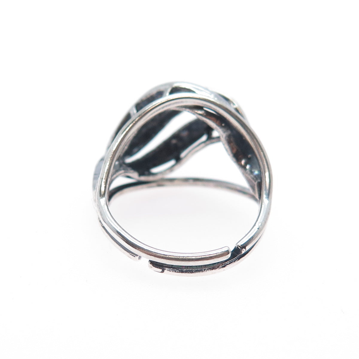 925 Sterling Silver Vintage Modernist Dome Oxidized Adjustable Ring Size 4.75