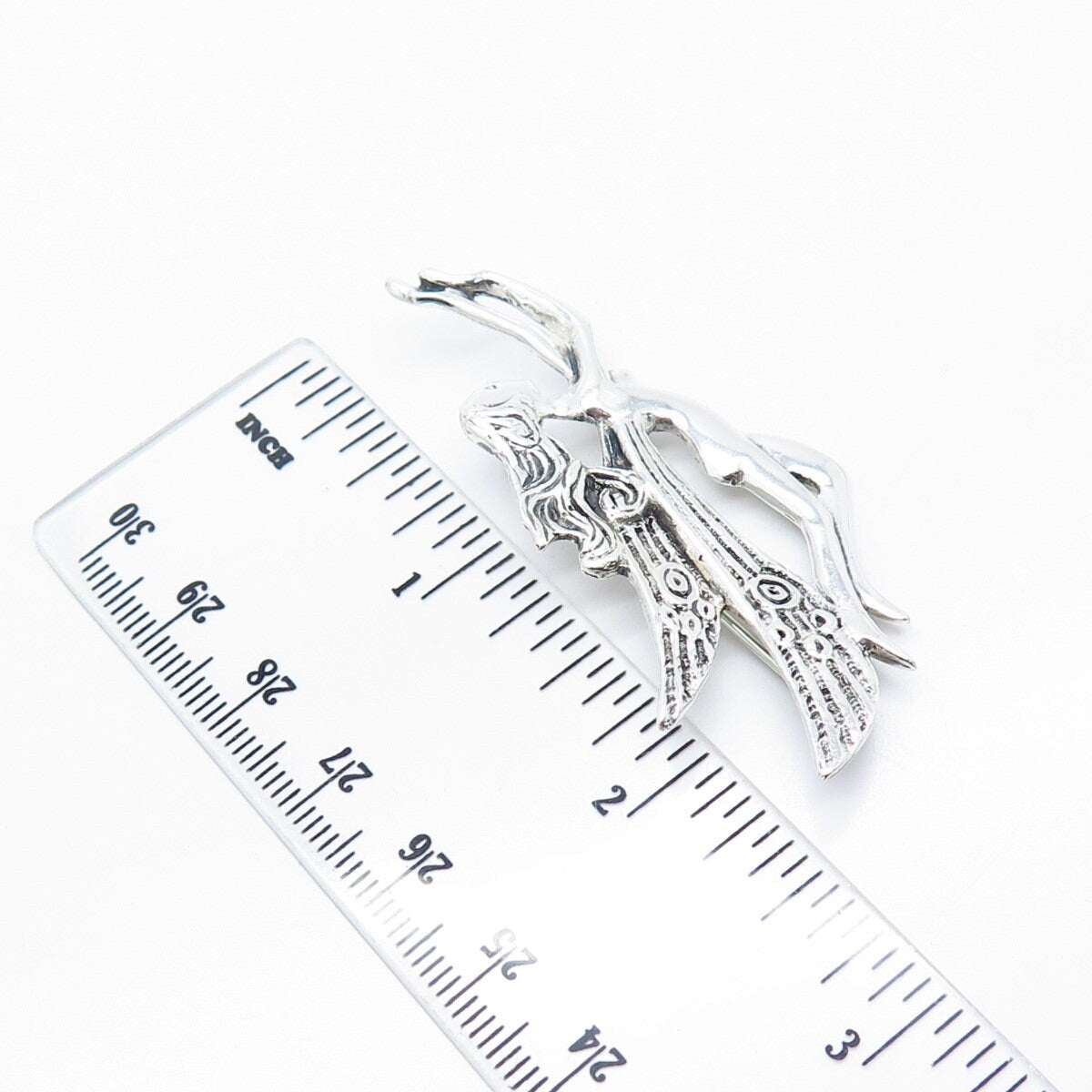 925 Sterling Silver Vintage Fairy Naked Girl Pin Brooch