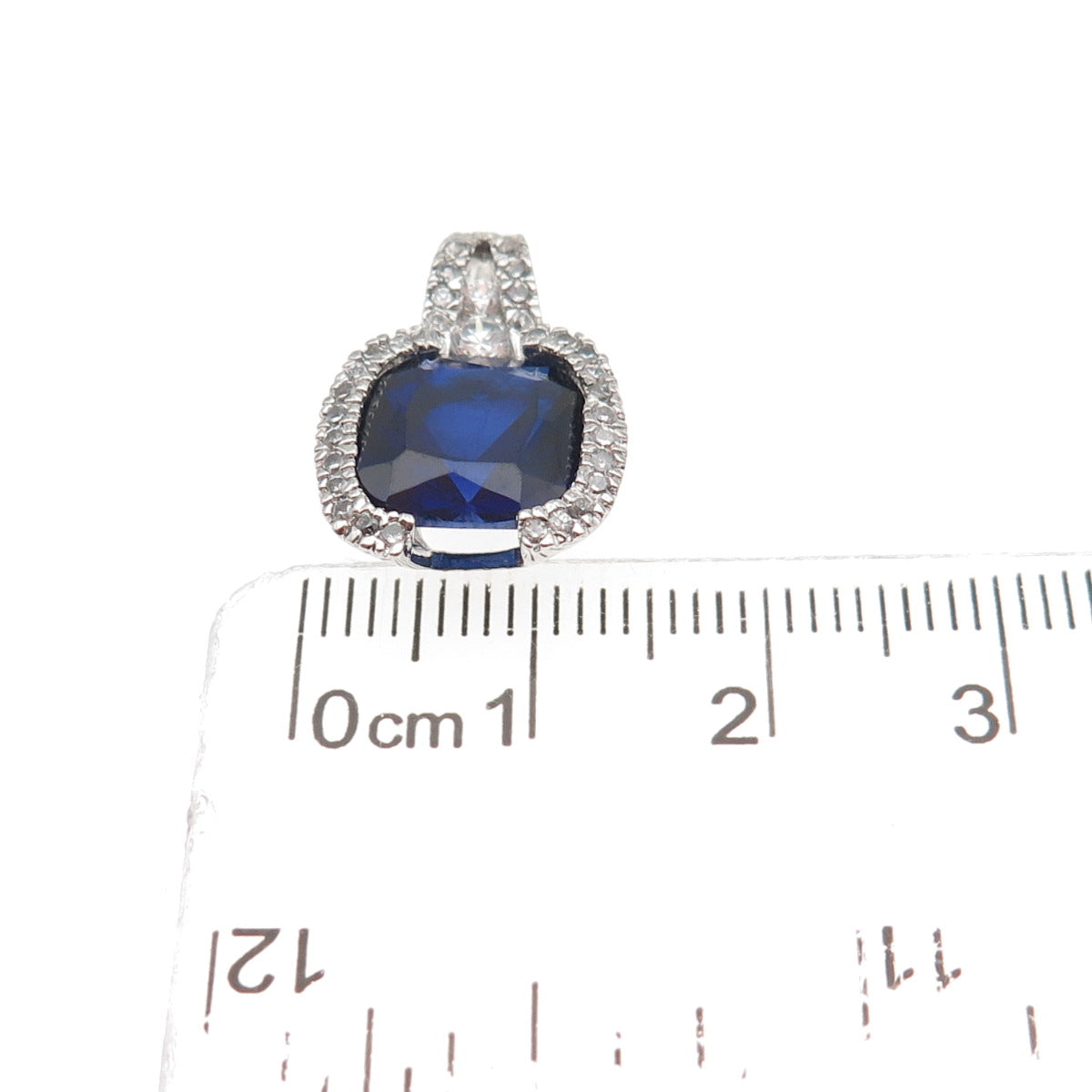 925 Sterling Silver Lab-Created Sapphire & C Z Mini Charm Pendant