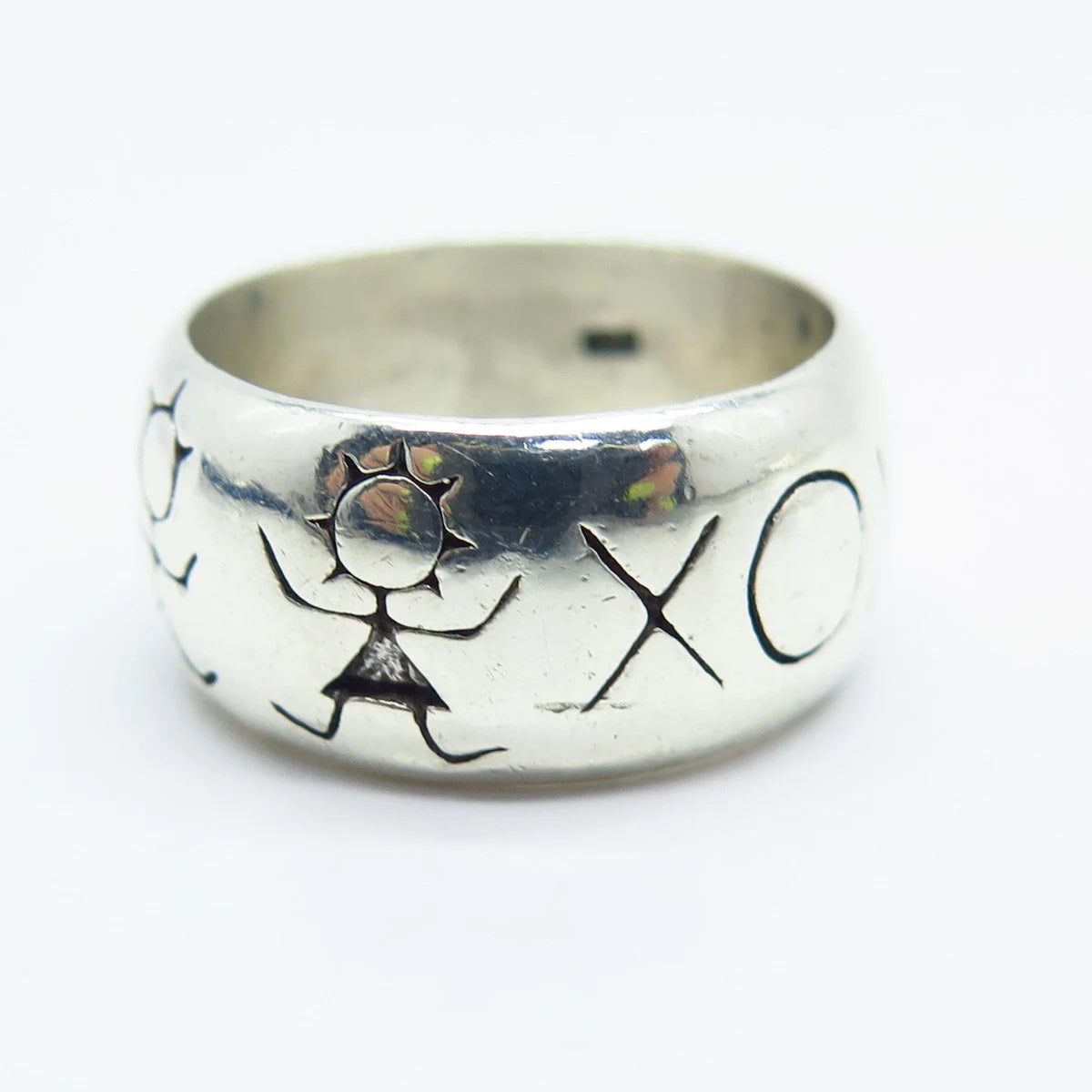 925 Sterling Silver Vintage Etched Band Ring Size 6.5
