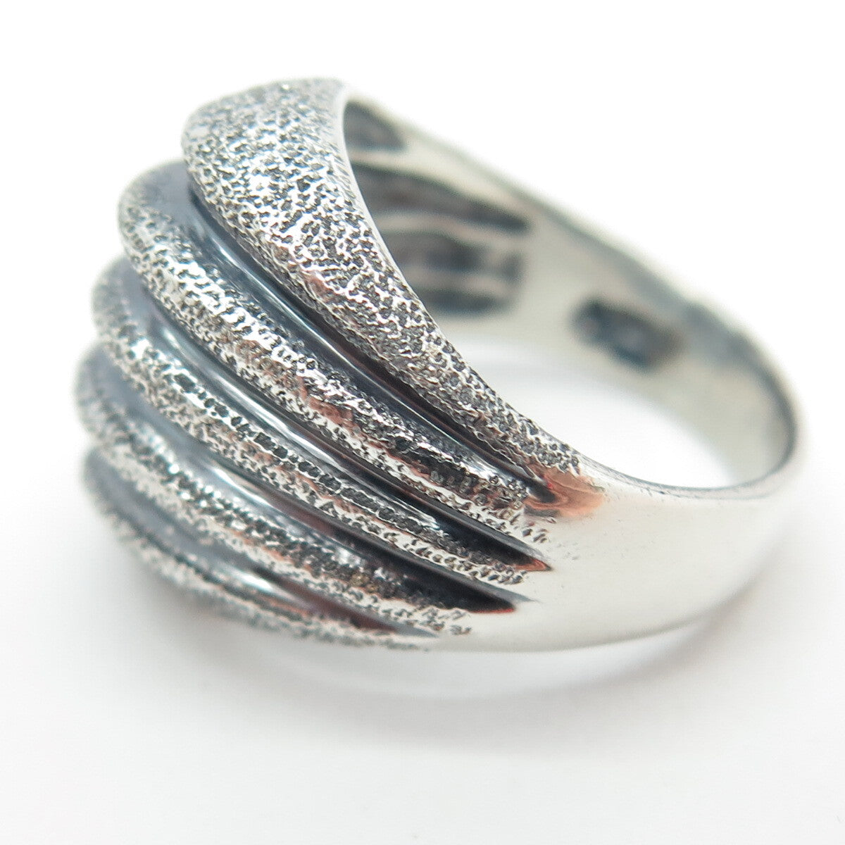 925 Sterling Silver Vintage Textured Ribbed Ring Size 6