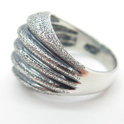 925 Sterling Silver Vintage Textured Ribbed Ring Size 6