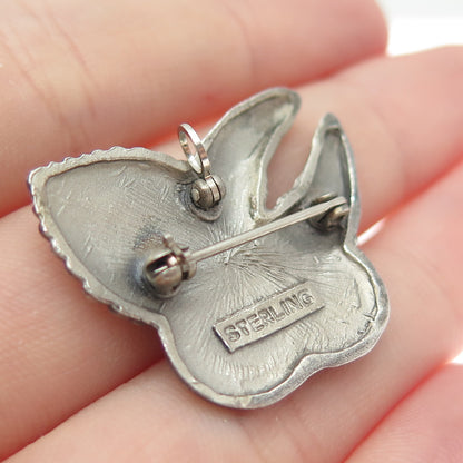 925 Sterling Silver Vintage World Peace Hands Butterfly Pin Brooch / Pendant