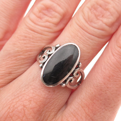 Collins Fine Jewelry 925 Sterling Vintage Real Black Onyx Heart Ring Size 7